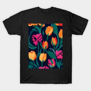 Tulip Field Dark Abstract Artwork T-Shirt